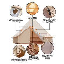 Load image into Gallery viewer, 4-Season Waterproof Cotton Canvas Large Family Camp Beige Color Bell Tent glamping tent
