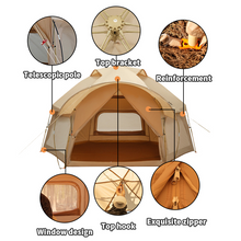 Load image into Gallery viewer, 2022 Latest fashion 3-4 Persons Hiking Tipi Cotton Canvas Glamping Tent for Sale Large Luxury Family Tent Camping Outdoor Tents
