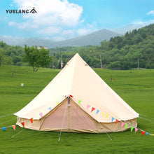 Load image into Gallery viewer, 4-Season Waterproof Cotton Canvas Large Family Camp Beige Color Bell Tent glamping tent
