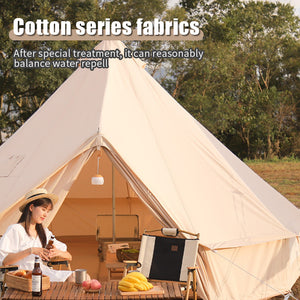 4-Season Waterproof Cotton Canvas Large Family Camp Beige Color Bell Tent glamping tent