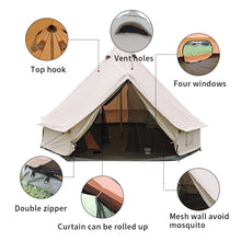 Load image into Gallery viewer, Good quality luxury glamping tent 4m cotton canvas bell tent for outdoor camping tent
