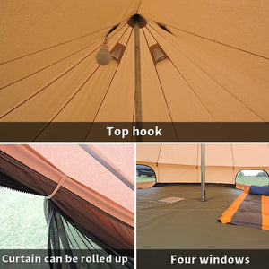 Good quality luxury glamping tent 4m cotton canvas bell tent for outdoor camping tent