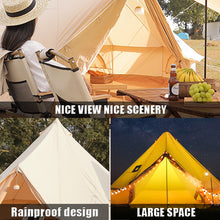 Load image into Gallery viewer, 4-Season Waterproof Cotton Canvas Large Family Camp Beige Color Bell Tent glamping tent
