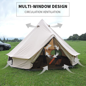 Good quality luxury glamping tent 5m cotton canvas bell tent for outdoor camping tent